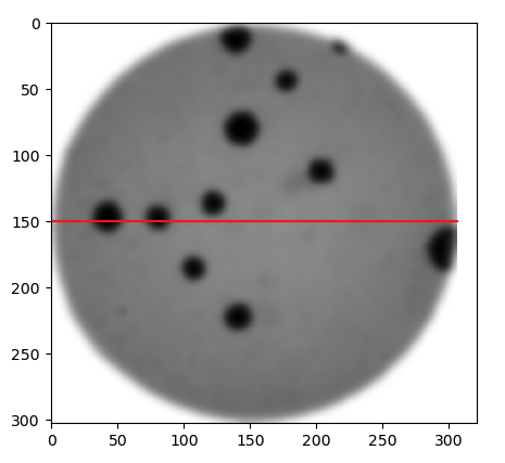 Blurred bacteria colony image with selected pixels marker