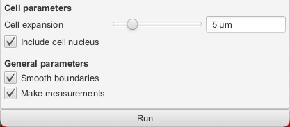 Screenshot of bottom portion of QuPath `Cell detection` dialog