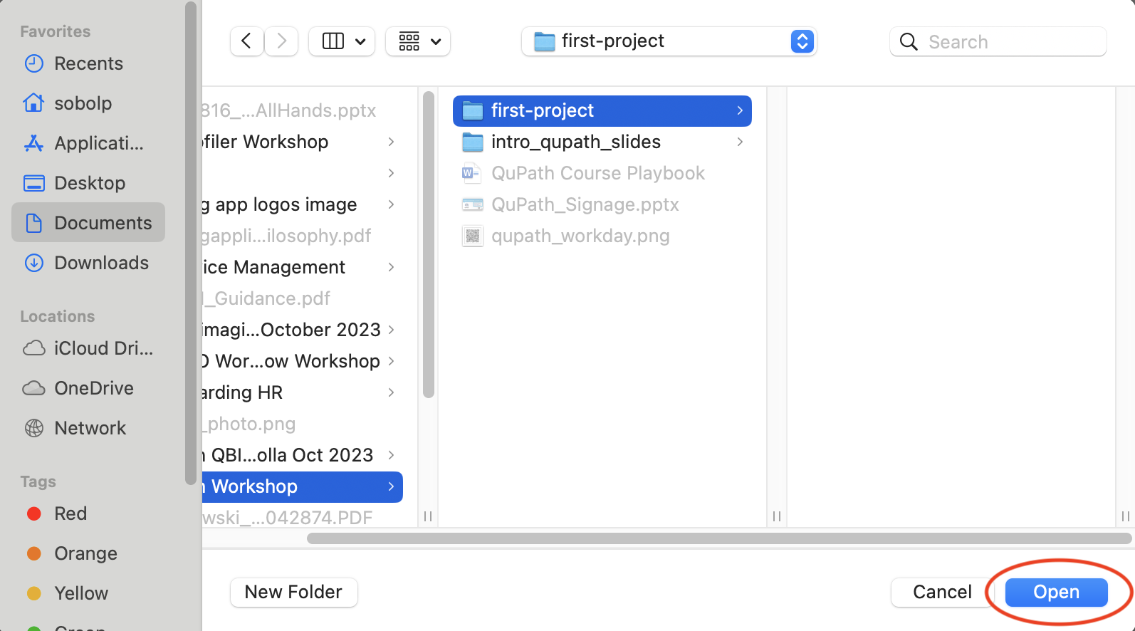 Screenshot showing the file browser with empty project folder.