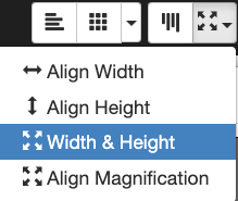 screenshot of omero.figure align sizes dropdown